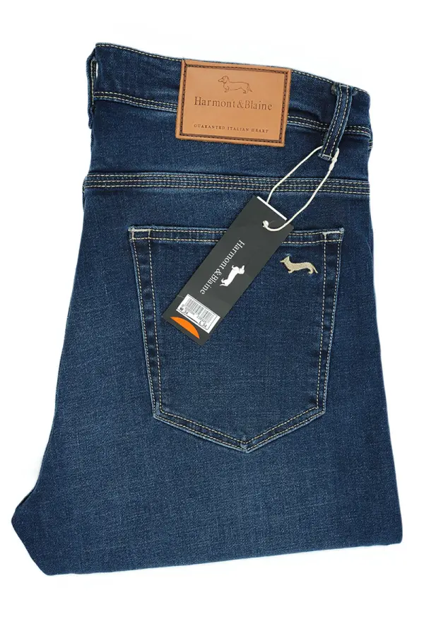 Jean Harmont&Blaine® Bleu Délavé 100% Coton Coupe Normal Ref-HB00942D