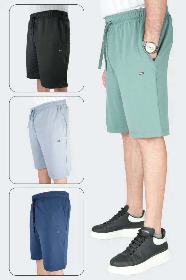 Short Tommy  de jogging en Pur coton legé Ref-TJ18775V
